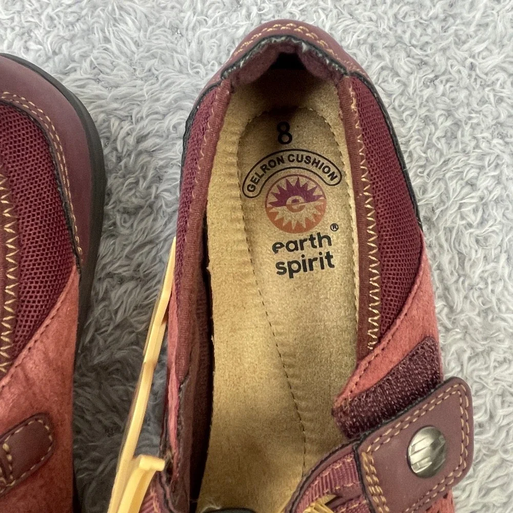 Earth Spirit Mary Jane Flats Womens‎ Size 8 Burgundy Leather FishermanComfort